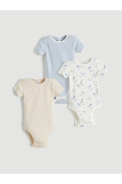 LC Waikiki Crew Neck Baby Boy Snap Bodysuit 3-Piece