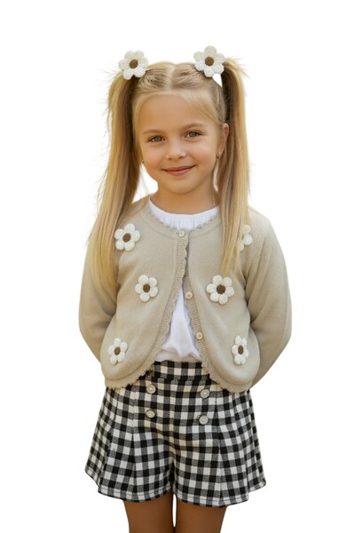 SeaBubbles Girl's Floral Cardigan and Short Skirt Set
