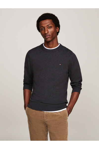 Tommy Hilfiger Pamuk ve Kaşmir Karışımlı Regular Fit Bisiklet Yaka Kazak Erke...