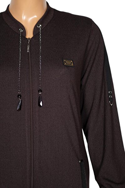 HESNA Women's Zeren Plus Size Spring Oversized Brown Coat