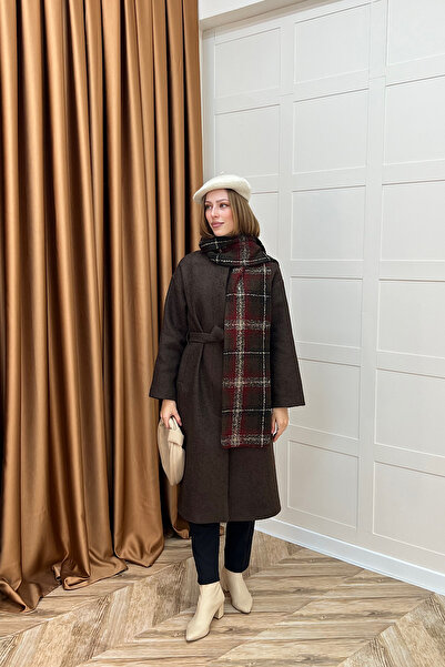 Stilife Παλτό με λεπτομέρεια από ύφασμα Duru Premium Καφέ