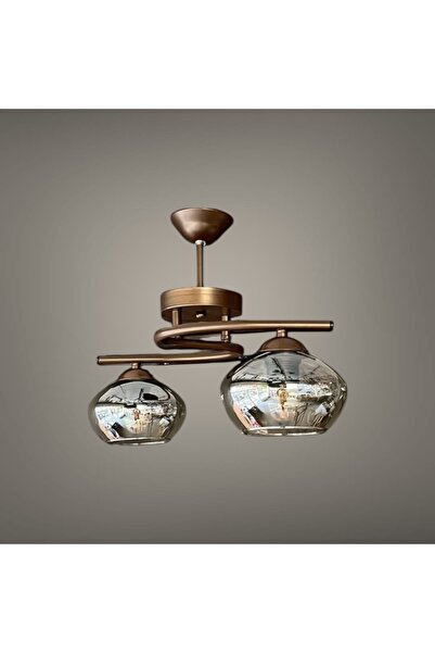 KUZENLER Modern 2 Li Kahverengi Füme Cam Avize