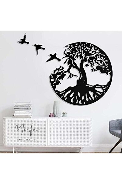 Mirfa لوحة فنية جدارية خشبية بقاعدة ذاتية اللصق - أسود (شجرة ذات جذور في إطار...