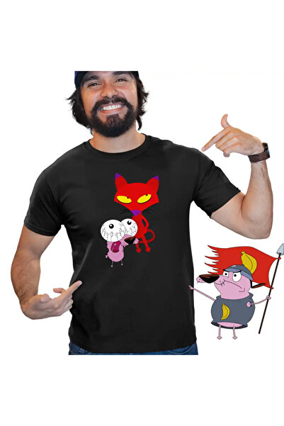 OEM Men's T-Shirt Scared Puppy Courage Red Cat Maleficent