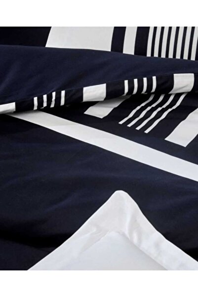 Özdilek 100% Cotton Single Duvet Cover Set (3 Pieces) Limited Stock - White/Navy Blue