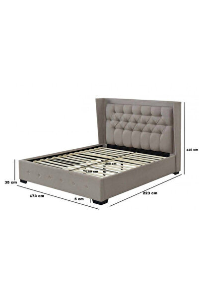 OEM Roma upholstered bed 160x200cm, mattress support included, color Gray