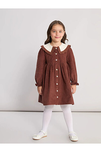 LC Waikiki Bebe Yaka Kız Çocuk Kadife Elbise