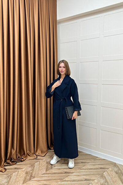 Stilife Ретро преміум тканина довгий кашемірний пальто синій