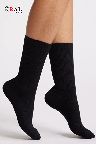 KRAL SOCKS Unisex Black-White 6 Pairs Cotton Tennis Sports Long Socks