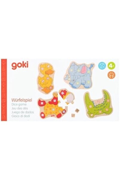 Goki Animals Dice Puzzle, Wood, 28 Pieces