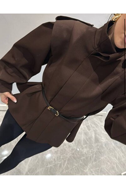 SUN STYLE Специално проектирана яке с волани, колан и скрити копчета - Подплатено