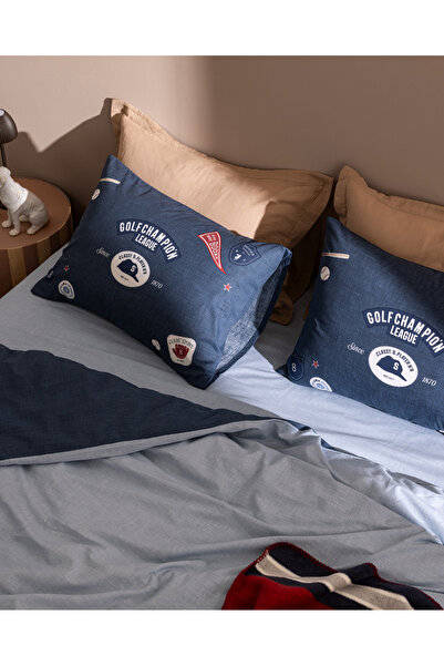 Madame Coco Ruben King Size 100% Cotton Ranforce Printed Duvet Cover Set - Blue