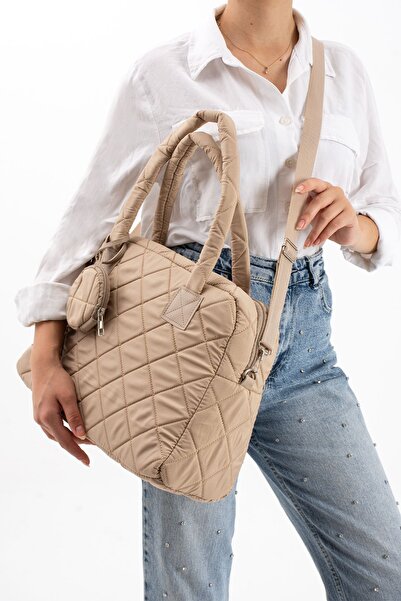 mugalas Geantă de umăr pentru femei, bej, de dimensiuni mari, moale, reglabilă, cu curea lungă, cu mâner și cu utilizare în diagonală