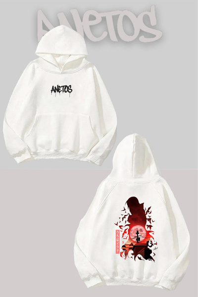 Anetos Φούτερ Uchiha Itachi Σαράντα ένα Λευκό με κουκούλα