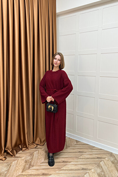 Stilife Φόρεμα από πλεκτό ύφασμα Yumoş Sim, με ανάμεικτο χρώμα, μπορντό