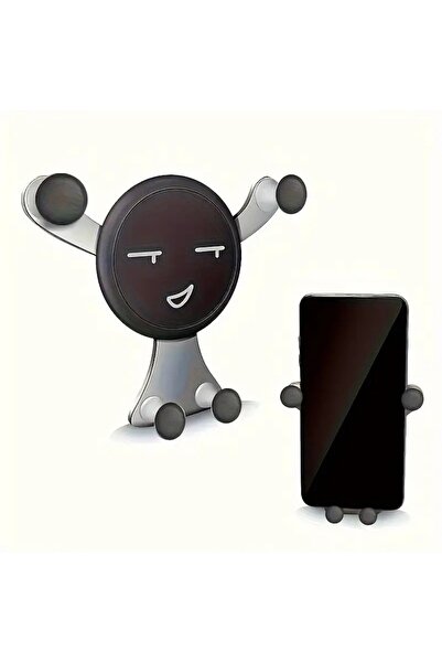 Flippy Suport de Telefon, Flippy, Ventilatie, 11 x 10 x 4 cm, 4.0 - 6.0 inch, Model Smiley Face, Argintiu