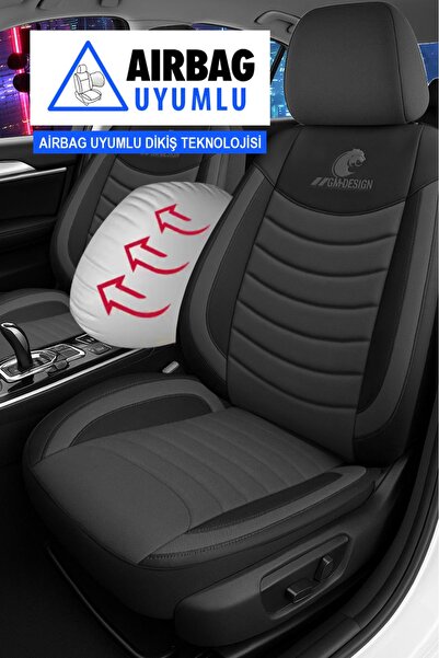 GM-DESIGN Panther Series Linen Fabric Car Seat Cover (Compatible with Peugeot 206-207-208-306-307-407)