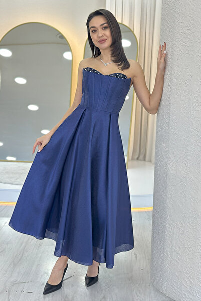 zks grup tekstil Γυναικείο βραδινό φόρεμα πριγκίπισσας με στράπλες εμφάνιση κορσέ Μαύρο, Λευκό, Μπλε μωρού, Ναυτικό μπλε, Ροζ, Λιλά, μπλε κοβαλτίου