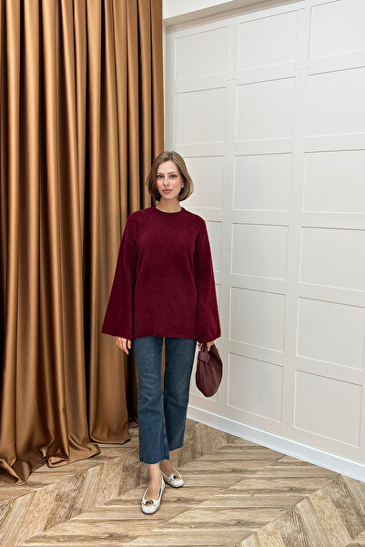 Stilife Leyal Triko Kazak Bordo