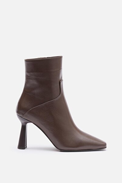 Bestyle Hollow Wedge Kadın Kahve Gerçek Deri Topuklu Bot