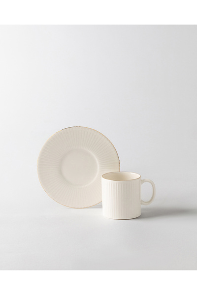 Madame Coco Verly 6 Kişilik 12 Parça Kahve Fincan Takımı - Beyaz/Gold - 95 ml