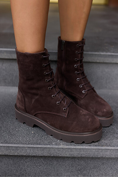 ANGELİNA JONES ZURIH KADIN KAHVE GERCEK SUET BAGCIKLI POSTAL BOT