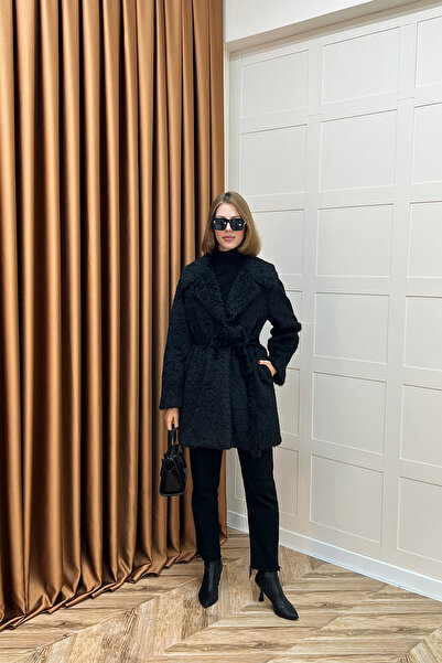 Stilife Grok Peluş Kaban Siyah