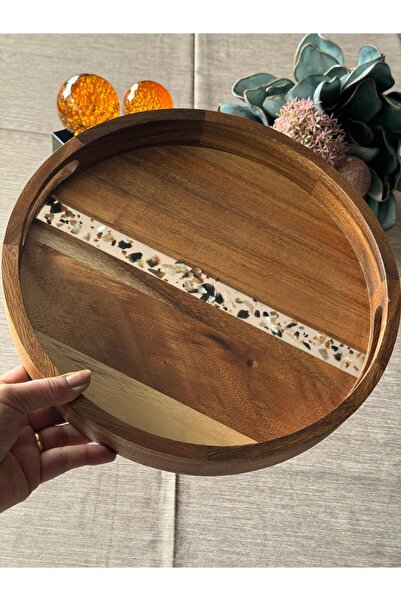 Meri Ev Gereçleri Acacia Small Round Tray 33cm