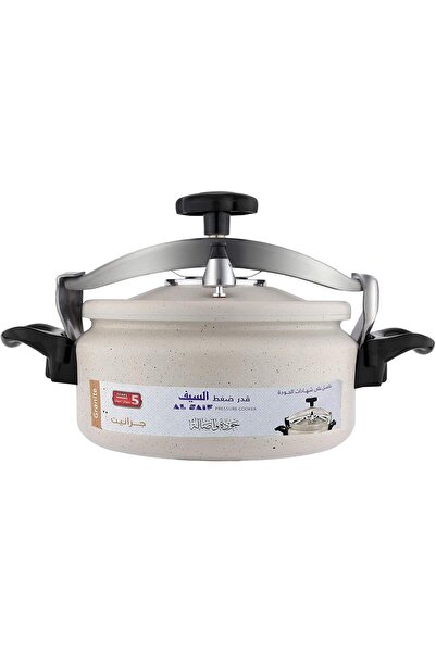 Other Al Saif 6L Aluminum-Granite Pressure Cooker with Metal Handle, Pearl White (K98806-PW)
