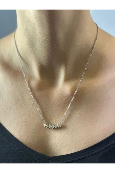 Gönülden Tasarım Steel Zircon Stone Women's Necklace 20 cm