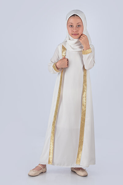Nb Neşeli Bebe Medine İpeği Ferace Eşarplı Kız Namaz Elbisesi