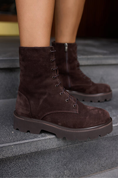 ANGELİNA JONES ZURIH KADIN KAHVE GERCEK SUET BAGCIKLI POSTAL BOT