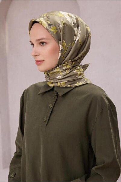 Belli Φουλάρι Tivil Pure Silk 4210 - 87 Σκούρο πράσινο μοτίβο λουλουδιών