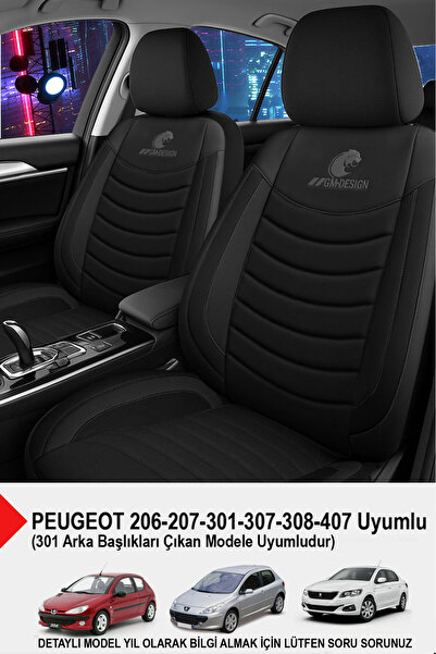 GM-DESIGN Panther Series Linen Fabric Car Seat Cover (Compatible with Peugeot 206-207-208-306-307-407)