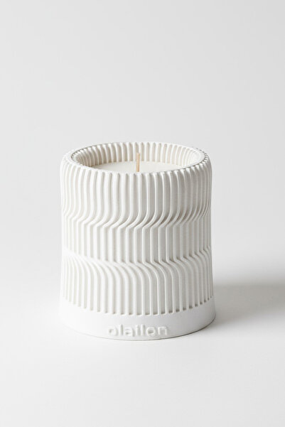 olailon Serrated, Odunsu Kokulu Dekoratif Beton Mum Beyaz