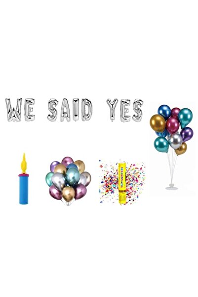 OEM Set baloane „Am spus da”, decor tort cadou, 69 buc, argintii