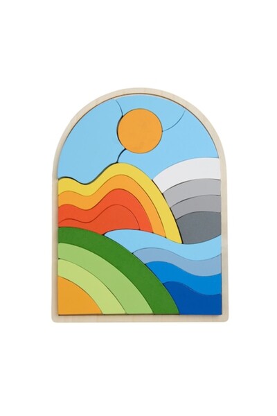 MomKi Puzzle din lemn - Curcubeu, 21 de piese