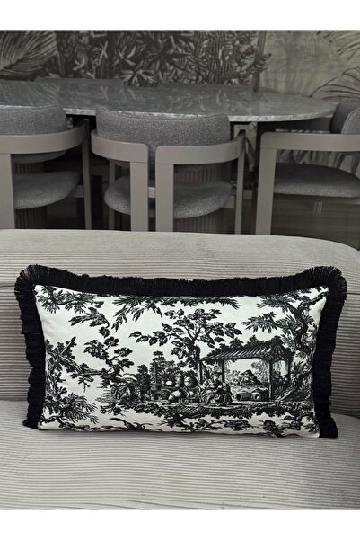 Skhome Çift Taraflı Atlı Dekoratif Saçaklı Kırlent Kılıfı 1Adet 30x50(SK-D11)