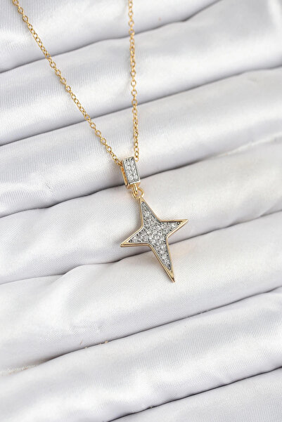 Epilons Bfs 316L Steel Chain Gold Color Polar Star Model Zircon Stone Women's...