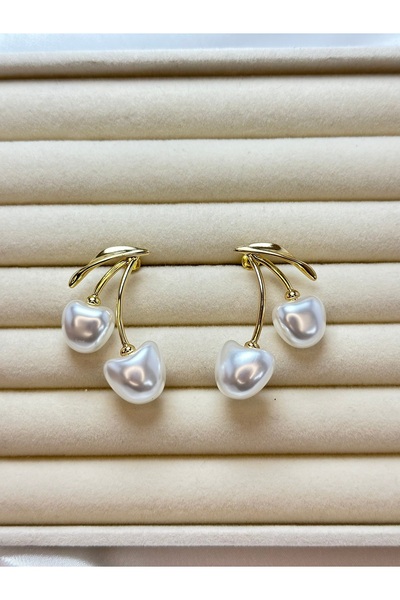 Takı Harmonisi Gold Kiraz İnci Küpe