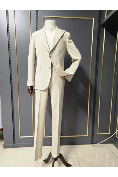4akc PREMİUM ERKEK KREM RENGİ TAKIM ELBİSE