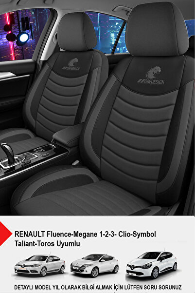 GM-DESIGN Panther Series Linen Fabric Car Seat Cover-(Renault Fluence-Megan 1-2-3-Clio-Symbol-Toros Compatible)