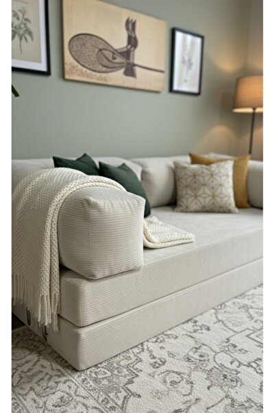 UFUK HOME Liona 100x200 Yatak Olabilen Kanepe Modüler Çok Fonksiyonlu Aktivite Koltuk Krem