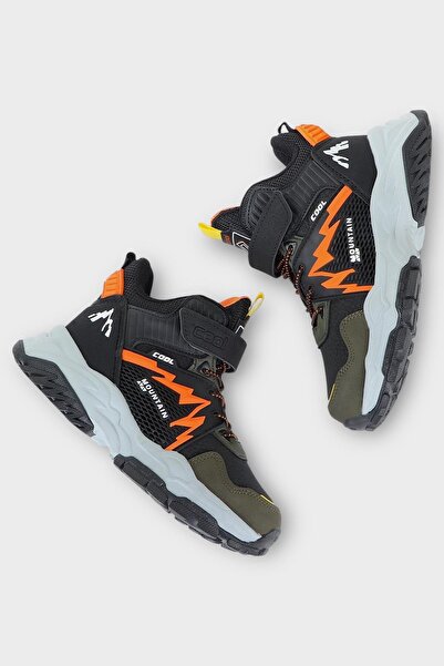 Liger Παιδικές μπότες εξωτερικού χώρου με Velcro, ανθεκτικές στο κρύο, ΧΑΚΙ - ΠΟΡΤΟΚΑΛΙ