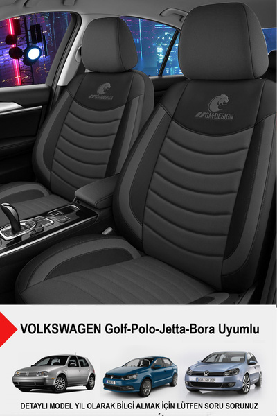 GM-DESIGN Panther Series Linen Fabric Car Seat Cover-(Volkswagen Bora-Golf-Jetta-Polo Compatible)