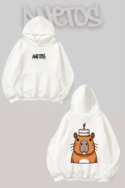 Anetos كابي بارا 7 سارت مطبوع أبيض بغطاء رأس سويت شيرت