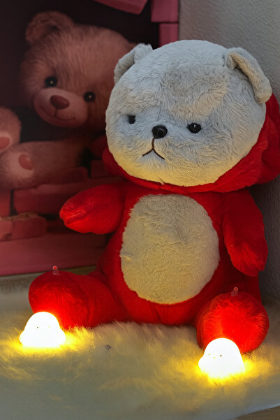 SYS PREMİUM kapşonlu pufi Ayıcık 50cm - Peluş ayı, En iyi uyku arkadaşı - Sevimli Dost