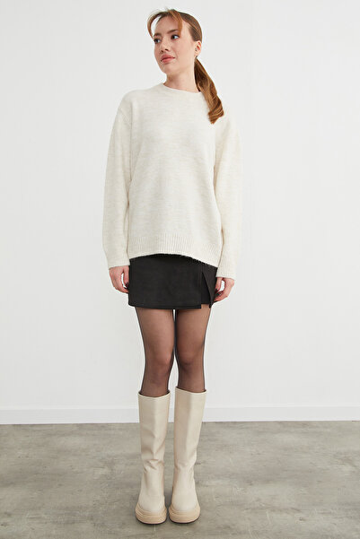 Fulla Moda Basic Crew Neck Casual Knit Sweater