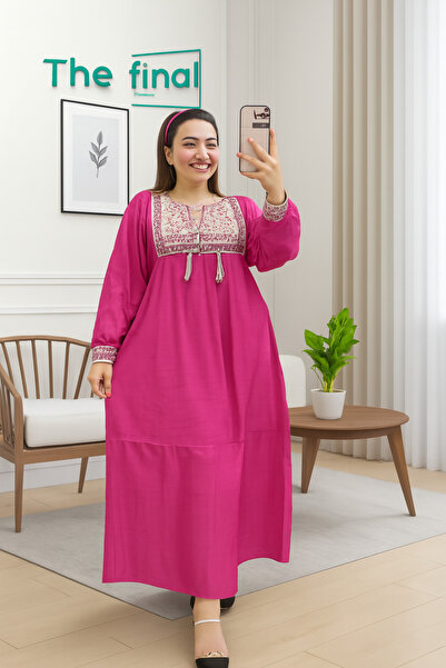 The final touch Free size linen jalabiya, fits up to 100 kg