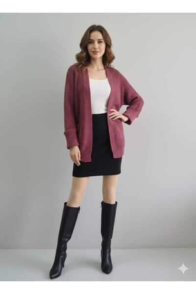 MODA Women's Cardigan with Foldable Pockets at the Sleeves